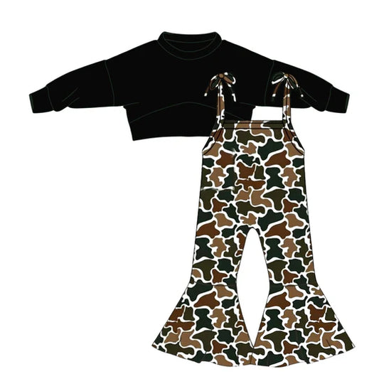 12.10 MOQ:5pcs GLP3272 pre-order toddler girl clothes camo print girl jumpsuit set