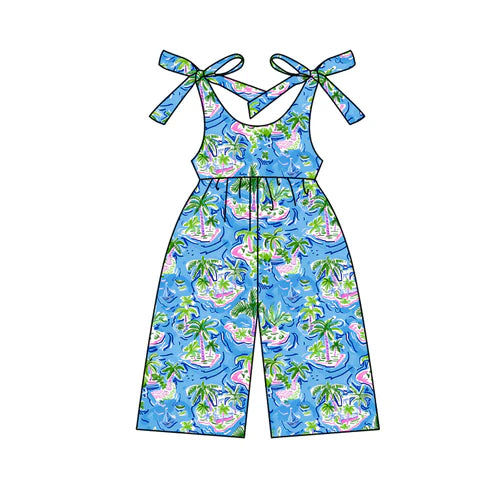 3.25 SR2968 Baby Girls Blue Bows Strap Beach Jumpsuits Preorder