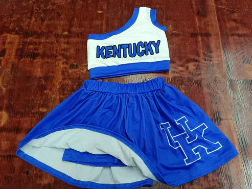 4.30 Preorder moq 3 Baby Girls One Shoulder KENTUCKY Vest Top Blue UK Skort Set
