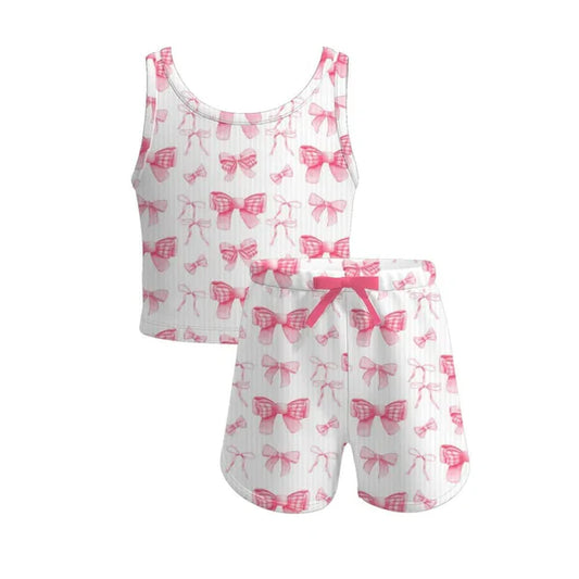 4.4 GSSO24781 Baby Girls Sleeveless Pink Bows Set Preorder