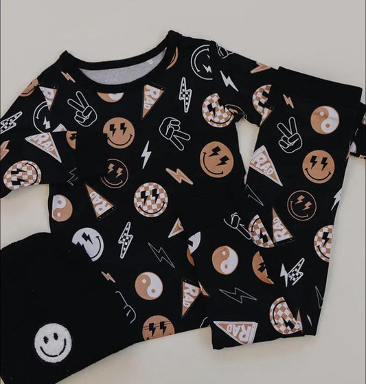 12.10 MOQ:5pcs BLP1413 pre-order toddler boy clothes smile boy winter pajamas outfit