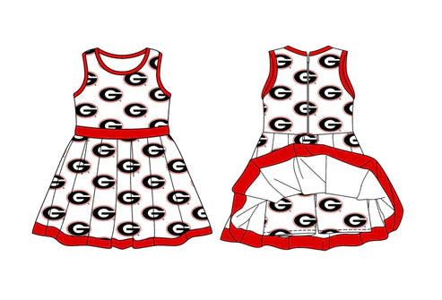 10.13  Custom Moq 8 Baby Girls Red Sleeveless Shorts G Team Knee Length Dress