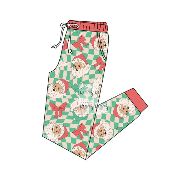 6.10 Custom Moq 3 Adult Women Christmas Santa Checkered Jogger Pants