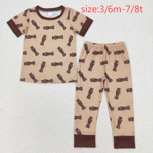 3.31 bamboo RTS NO MOQ BSPO0444 Modal camouflage bottle brown short-sleeved long pants pajama set