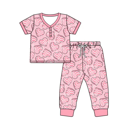 GSPO1859 Adult Women Valentines Pink Hearts Tops Pants Pajamas Preorder