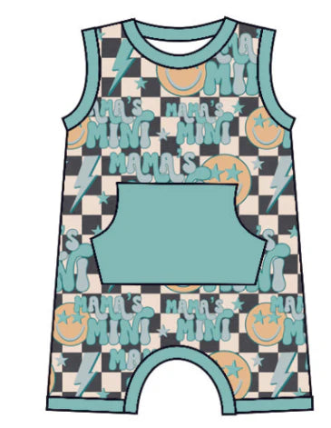 5.8 Boys lightning checkered short-sleeved onesie