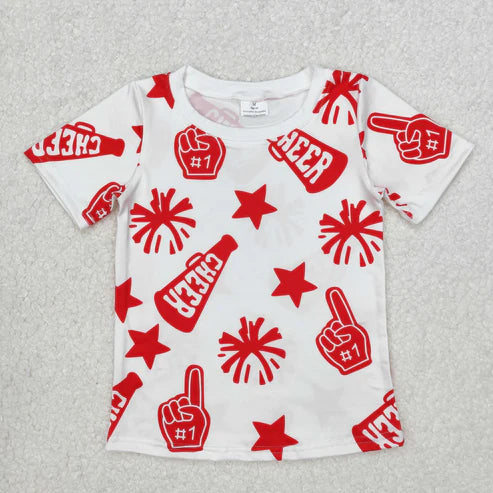 GT0940 Baby Girls Cheer Red Team Pullovers Tee Shirts Tops