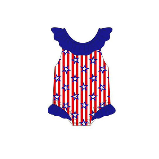 12.5 MOQ:5pcs S0660 pre-order baby girl clothes star girl 4th of July summer swimsuit beach wear