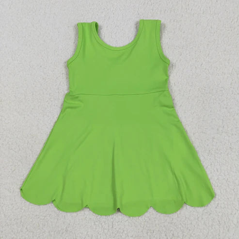 6.2 GSD2351 Baby Girls Green Sleeveless Yoga Active Knee Length Dress