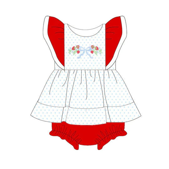 12.12 MOQ:5pcs SR3782 pre-order baby girl clothes strawberry print toddler girl summer bubble