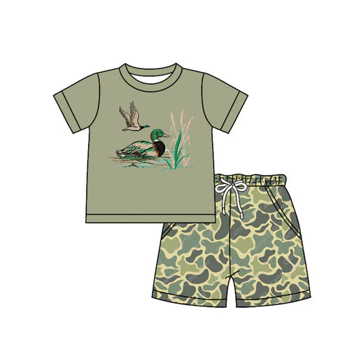 BSSO1155 Baby Boys Duck Hunting Shirt Camo Shorts Clothes Sets Preorder