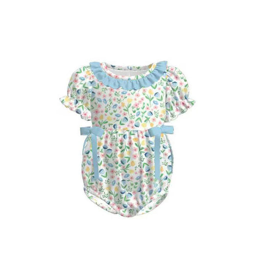 12.4 MOQ:5pcs SR3691 pre-order baby girl clothes floral print girl summer bubble