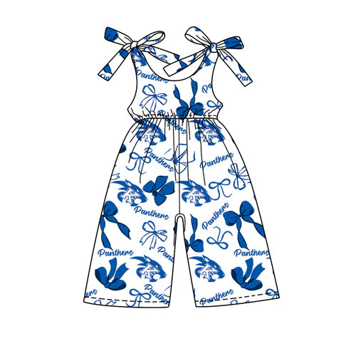 8.11 Custom Moq 5 Baby Girls Panthers team Straps Jumpsuits Rompers