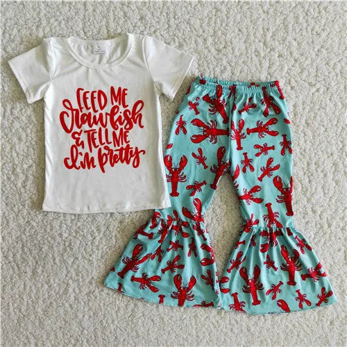 3.21 D1-11 GIRL CLOTHES LOBSTER SHORT SLEEVE SPRING FALL SET--PROMOTION 2025.3.8 $2.99