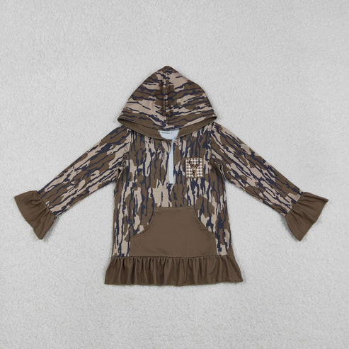 11.12 GT1135 Baby Girls Bottomland Camo Long Sleeves Deer Pocket Zipper Western Hoodies