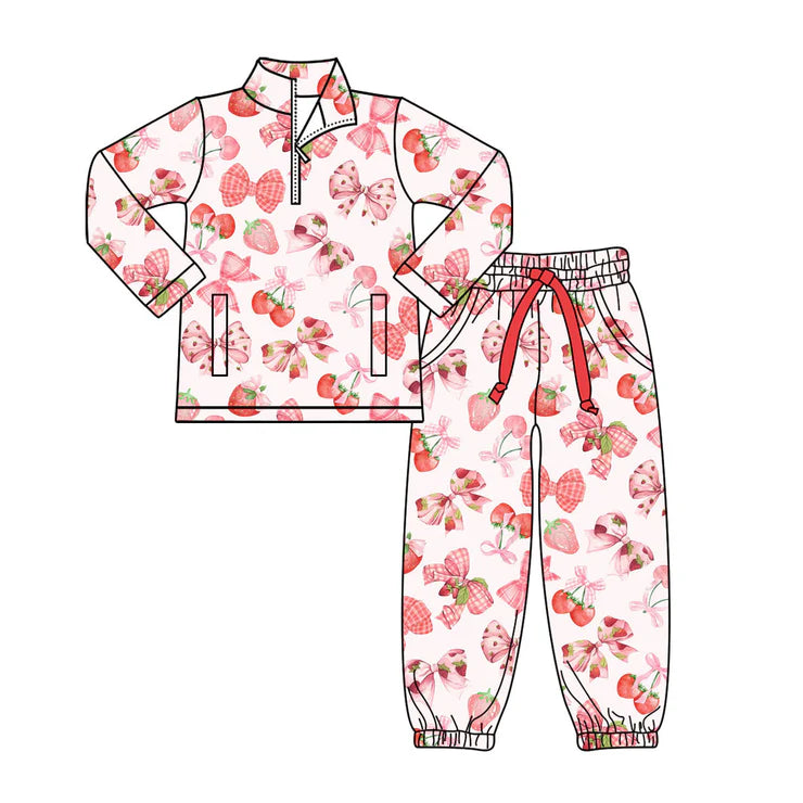 11.14 MOQ：5pcs GLP3151 pre-order toddler girl clothes strawberry print girl winter set