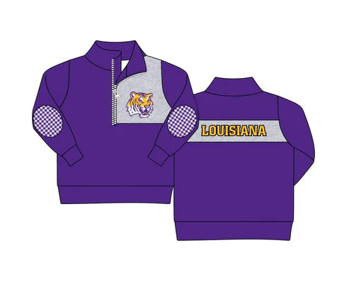 4.28 Preorder moq 3 Baby Boys Team Purple Tiger Pullover Shirt Tee Shirts
