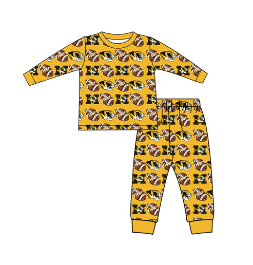 8.30 Custom MOQ 5 Baby Boys Team Tigers Top Pants Pajamas Clothes Set