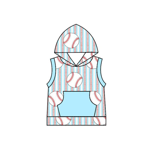 L-3.5 BT1181 Baby Boys Baseball Stripes Hooded Pocket Tee Shirts Tops Preorder