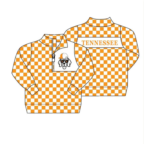 8.1  Custom Moq 5 Baby Boys Orange Plaid Button Dogs Tennessee Team Pullovers Top