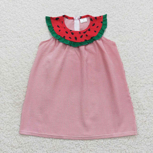 5.22 C15-30 Watermelon red striped woven sleeveless skirt