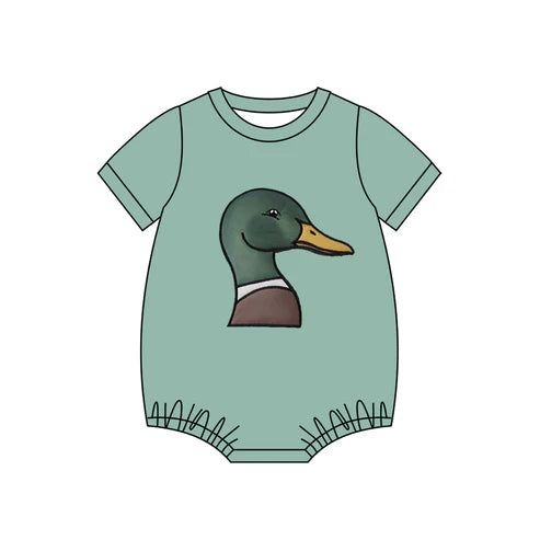 11.4 SR3445 Baby Boys Green Ducks Hunting Rompers Preorder
