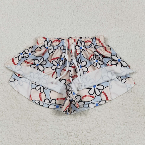 5.9 SS0581 Baby Girls Football Flowers Summer Shorts Bottoms