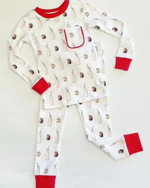 6.3 BLP0995 Baby Boys Christmas Milk Cookie Shirt Pants Pajamas Clothes Sets Preorder