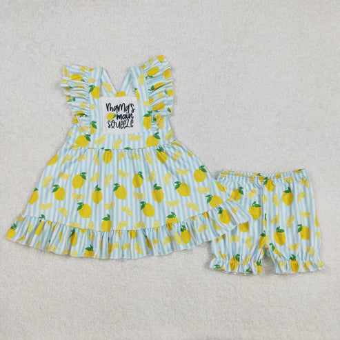 L-3.8 GSSO2026 Baby Girls Mama's Main Squeeze Tunic Lemon Shorts Set