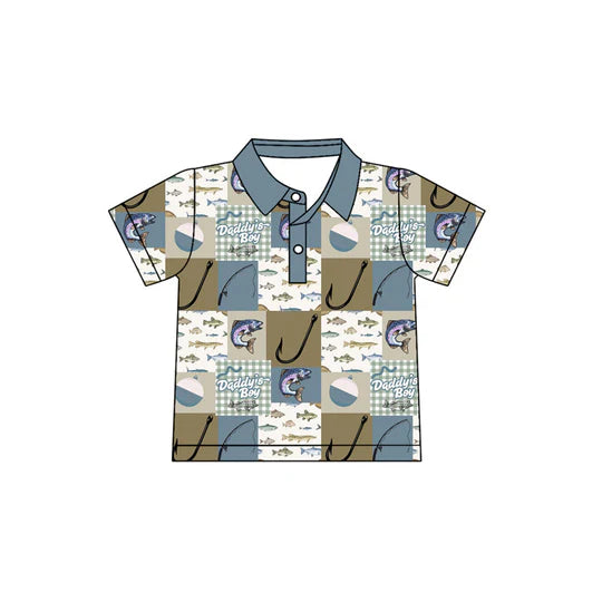 12.20 MOQ：5pcs BT1659 pre-order toddler boy clothes fishing print boy summer top shirt
