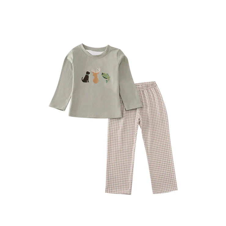 11.8 MOQ：5pcs BLP1384 pre-order toddler boy clothes hunting boy spring outfit