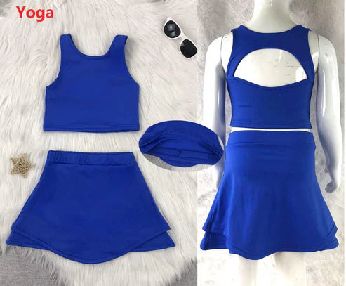 4.12 GSD2392 Baby Girls Hot Blue Sleeveless Vest Top Skort Yoga Set Preorder