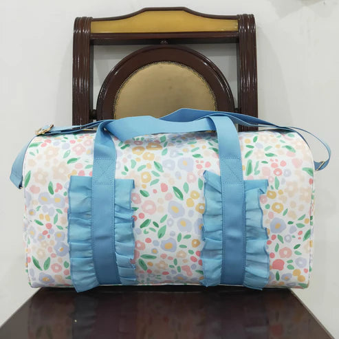 4.28 BA0292 Blue Ruffle Colorful Leopard Print Gym Duffle Bag