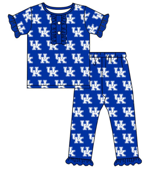 5.13 Girls team custom blue short sleeve pants suit