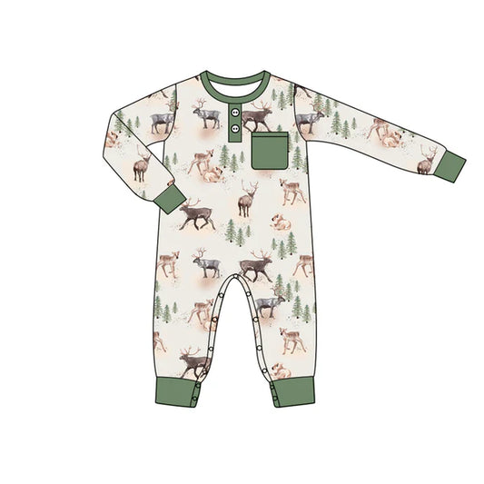 5.28 LR1945 Baby Infant Boys Hunting Deer Pocket Rompers preorder