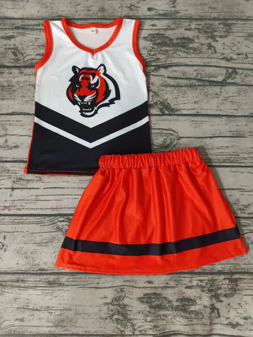 5.5 Baby Girls Tiger Sleeveless Team Top Skirts Clothes Preorder(moq 3)