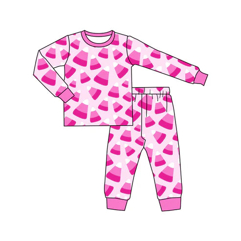 5.22 GLP2335 Baby Girls Long Sleeves Hot Pink Candy Top Pant Pajamas Set Preorder