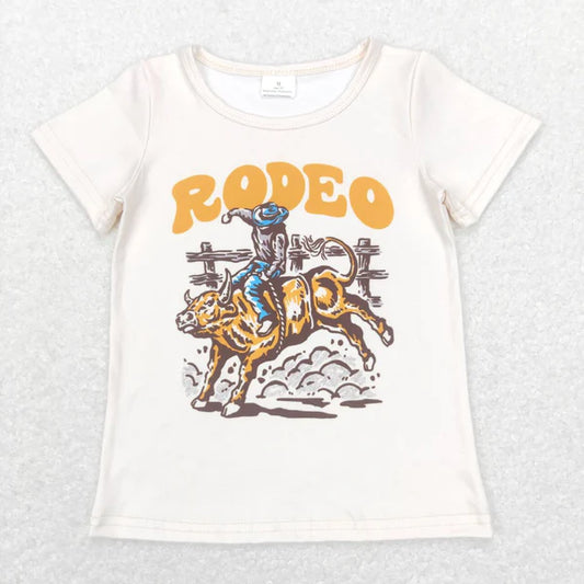 BT0515rodeo riding beige short-sleeved top