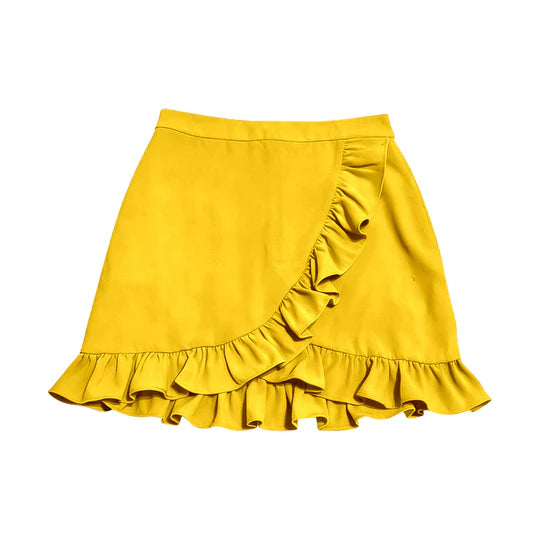 12.24 MOQ：5pcs GLK0228 pre-order baby girls clothes yellow print girl yoga shots skirt