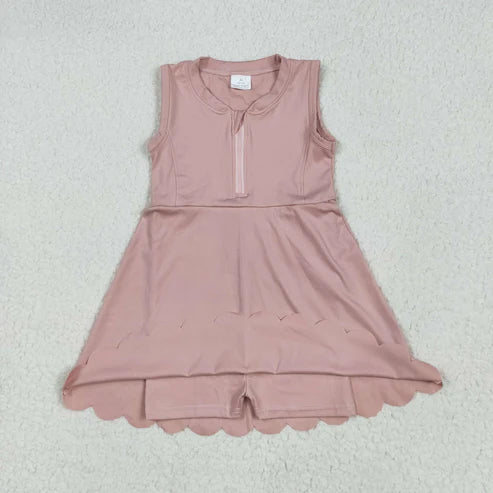 5.9  GSD2086 Baby Girls Light Pink Yoga Zip Active Wear Skort Knee Length Dress