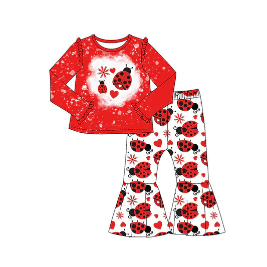 5.28 GLP2014 Baby Girls Valentines Ladybugs Shirt Bell Pants Clothes Sets Preorder