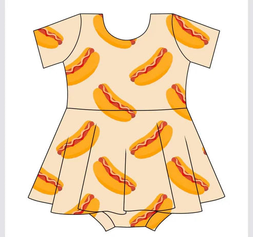 4.3 SR3003 Baby Infant Girls Short Sleeves Bread Dress Skort Rompers Preorder