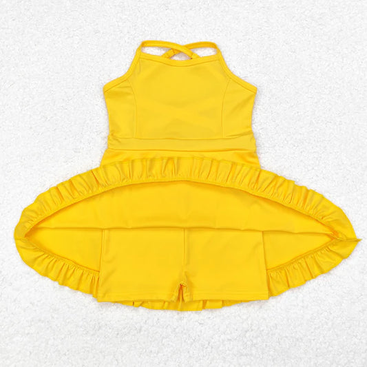 L-3.3 S0455 Baby Girls Yellow Athletic Active Wear Knee Length Dress