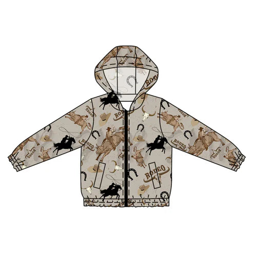 6.10 Custom Moq 3 Baby Boys Western Rodeo Cow Hooded Cardigan Jackets Tops