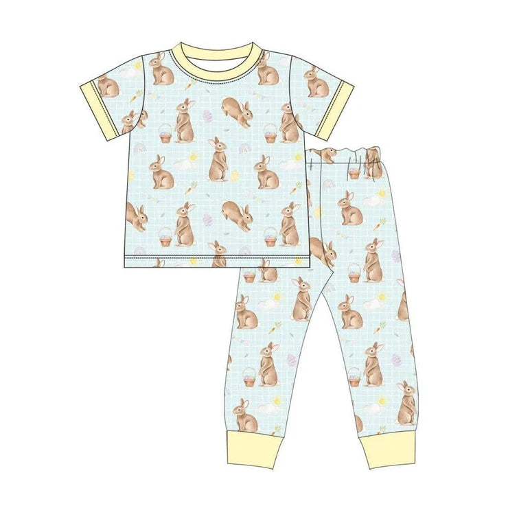 11.22 MOQ：5pcs BSPO0646 pre-order toddler boy clothes rabbit boy easter pajamas outfit