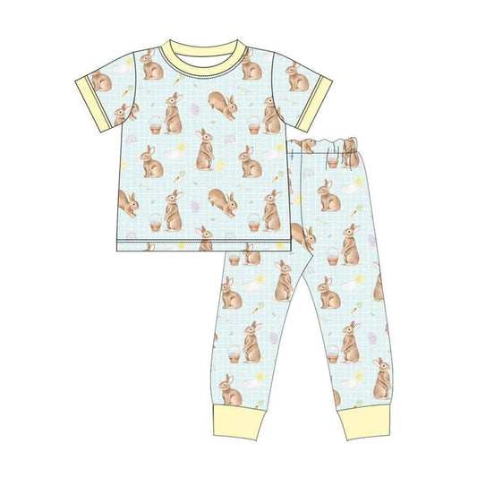 11.22 MOQ：5pcs BSPO0646 pre-order toddler boy clothes rabbit boy easter pajamas outfit