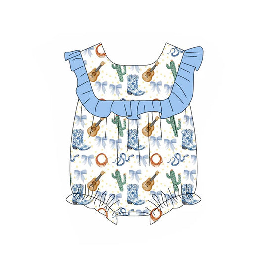 L-3.6 SR2751 Baby Infant Girls Western Boots Cactus Ruffle Rompers preorder