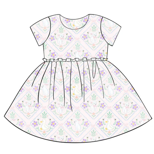 12.10 MOQ:5pcs GSD3399 pre-order toddler girl clothes animal print girl summer dress