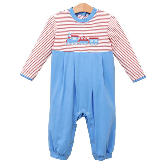 9.27 LR2707 Baby Boys Hearts Trucks Red Stripe Valentine Footie Rompers Preorder