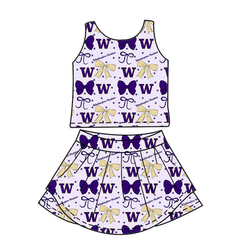 7.3  Custom Moq 3 Baby Girls Sleeveless UW Bows Vest Top Short Skirts Set